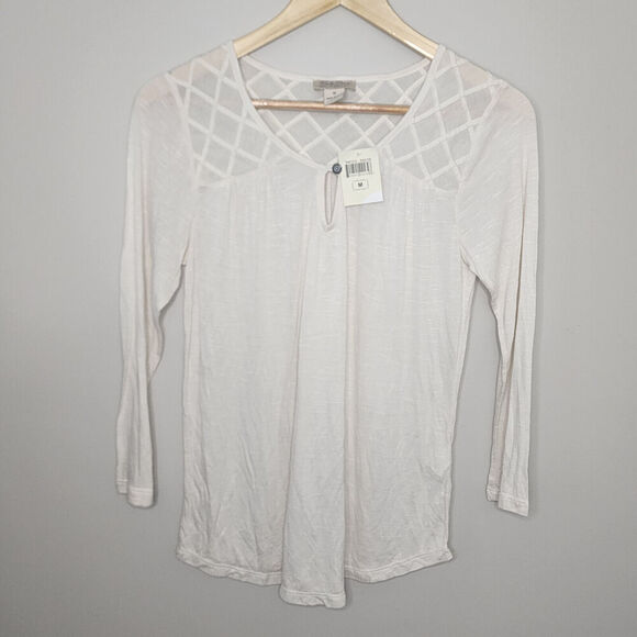 Lucky Brand Cream‎ Checkered Raised Textured Pattern Women's Size M - NWT - Picture 1 of 6